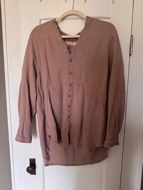 Free People Mauve Summer Daydream Button-Down Shirt